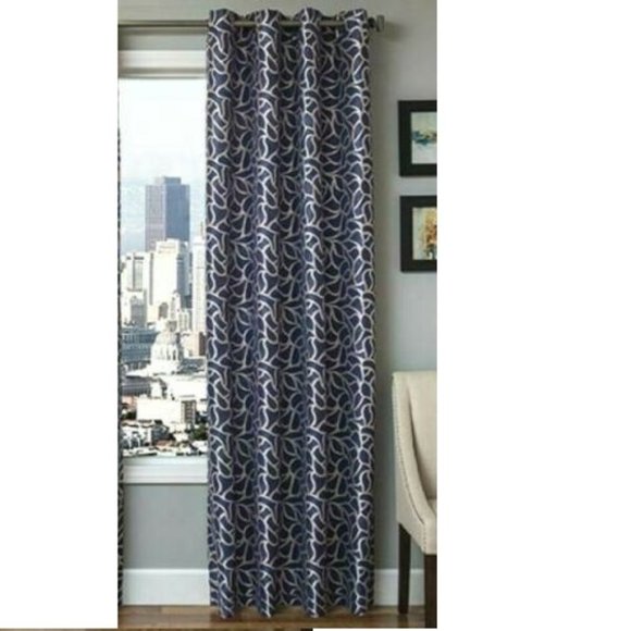 Softline Barra Blue Violet Grommet Single Top Curtain Panel 53" x 84" - Picture 1 of 6